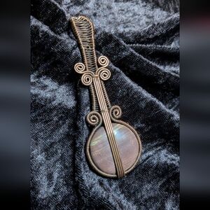 Handcrafted Copper & Coconut Jasper Banjo Pendant (Pendant only)